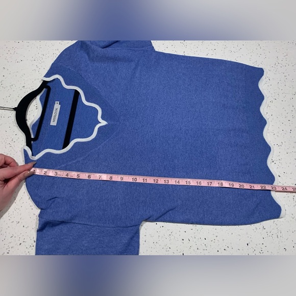 Misslook Marbled Blue Scalloped Neck Line & Hem Sweater Sz M NWOT - Picture 7 of 10